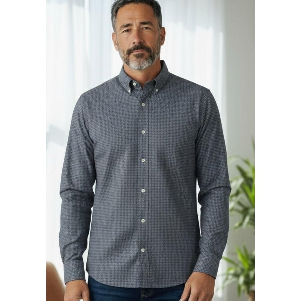 J Crew Mens Blue Checkered Button Up Shirt Large 16-16.5 Long Sleeve Cotton